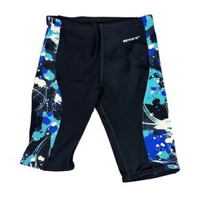 Sporti 24Y Blue Black Swim Jammer Bottoms
